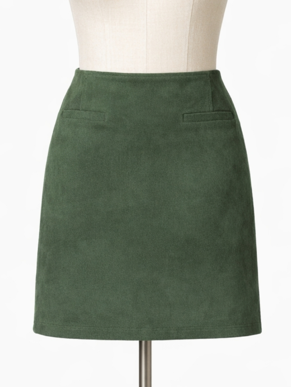 Vintage 90s Express Forest Green Faux Suede Mini Skirt Velvet S Small